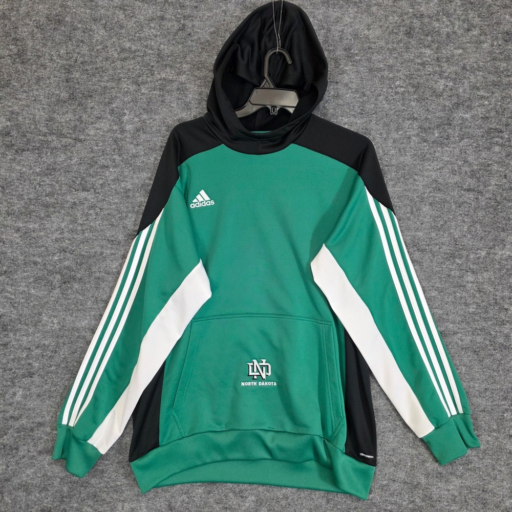 Adidas North Dakota‎ Fighting Hawks Mens XL Green Climawarm Hoodie Pullover